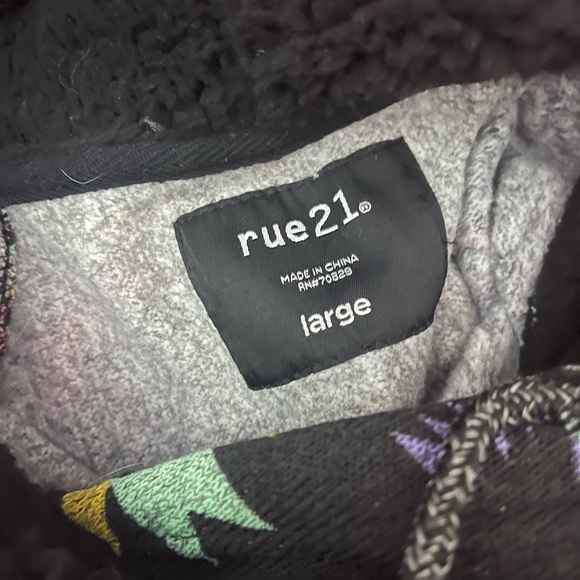 Mens Rue 21 Black Rainbow Geometric Lightweight Hoodie - Picture 3 of 4